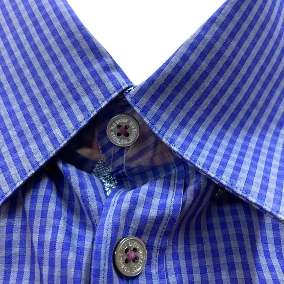Ted Baker Men's Shirt Sz XL Blue Button Up Short Sleeve 100% Cotton‎ - Picture 5 of 7